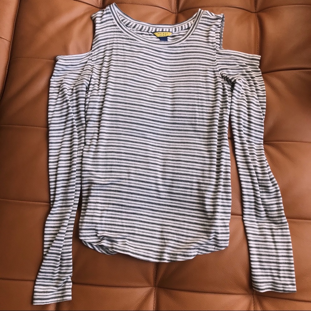 Aeropostale Open Shoulder Striped Long Sleeve